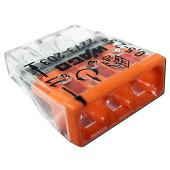 Szybkozłączka przeźroczysta drut 3 x 0,5-2,5mm Wago 2273-203