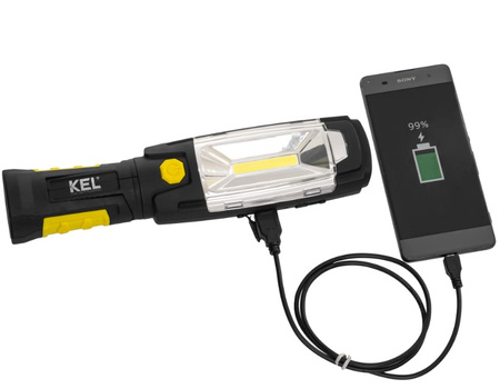 Oprawa warsztatowa akumulatorowa LED COB 3W 2,6Ah Li-Ion powerbank hak magnes W-98525