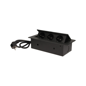 Gniazdo meblowe wpuszczane w blat 3x2P+Z czarne Orno OR-AE-1337/B