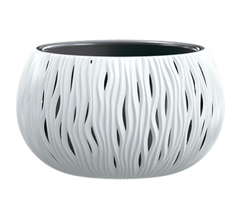 Doniczka ozdobna z wkładem biała Bowl Sandy DSK240-S449