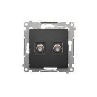 Gniazdo antenowe podwójne typu F czarne DASF2.01/49 SIMON 54