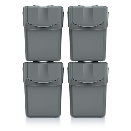 Zestaw koszy do segregacji śnieci szare 4 x 20L Sortibox Keden ISWB20S4-405U