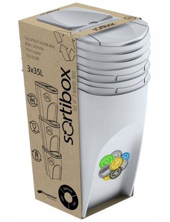 Zestaw koszy na śmieci jasny szary 3 x 35L SORTIBOX Keden IKWB35S3-427C