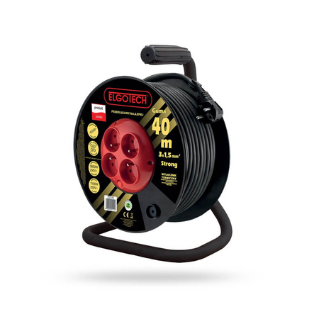 Przedłużacz bębnowy z uziemieniem 40m OMY 3x1,5 4xGS Elgotech PZB-40-40Y