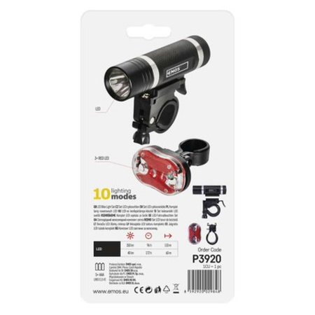 Lampa rowerowa komplet przód + tylna 150 lm 5× AAA Emos P3920 