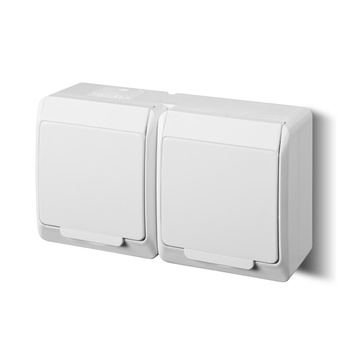 Gniazdo podwójne natynkowe hermetyczne schuko biały HERMES 0325-02 ELEKTRO-PLAST