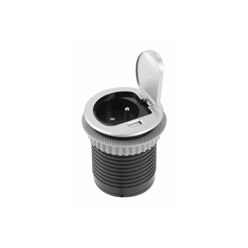 Gniazdo meblowe wpuszczane 1-gniazdo z/u 1xUSB 2,4A aluminium GTV AE-BPW1U1UCH-53