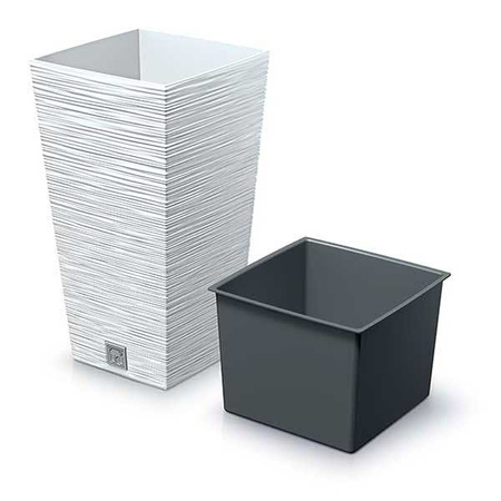 Doniczka z wkładem biała Furu Square DFSH350-S449