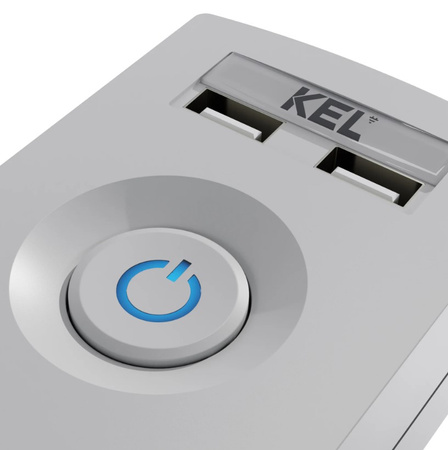 Przedłużacz przeciwprzepięciowy 5-gniazd + 2 x USB 3m szary 10A 2300W Plastrol W-100041