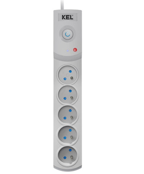 Przedłużacz przeciwprzepięciowy 5-gniazd 5m szary 10A 2300W Plastrol W-100036