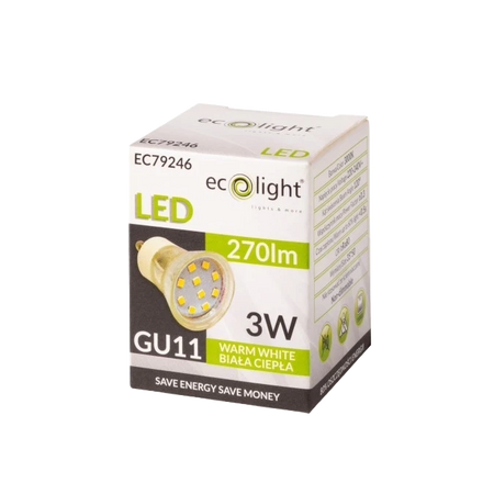 Żarówka LED 3W 270lm 3000K GU10 MR11 Eco Light  EC79246