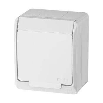 Gniazdo pojedyncze z uziemieniem IP44 białe HERMES 0321-02  ELEKTRO-PLAST