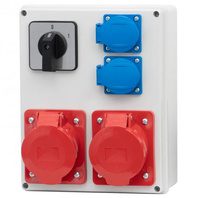 Rozdzielnia zasilająca R-240 gniazda 16A 5p 32A 5p 2x230V 0/1 (32A) F-elektro F3.0091