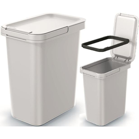 Kosz na śmieci z pokrywką popielaty 12 L  SYSTEMA Keden NKS12-427C