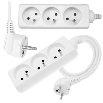 Przedłużacz z uziemieniem biały 3-gniazda 3m OMY 3x1 Elgotech EPS-303