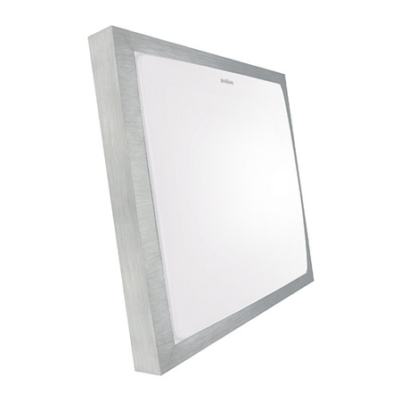 Plafon kwadratowy srebrny ALEX LED D 12W 840lm 4000K IP44 03243 Strühm