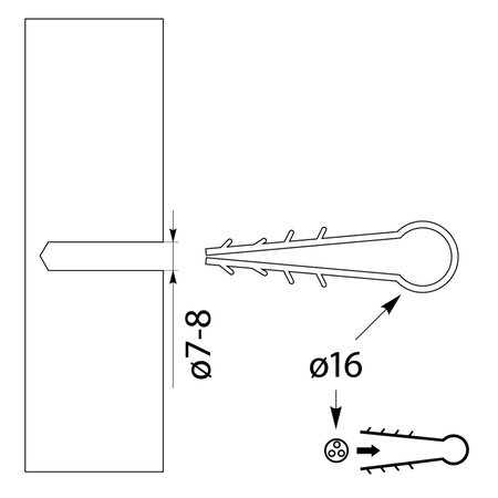 Uchwyt montażowy biały okrągły fi-16mm USMO-16 14.6