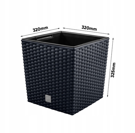 Doniczka z wkładem antracytowa RATO LOW DRTS325L-S433
