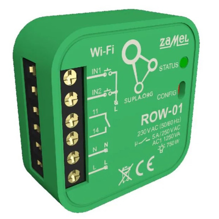 Odbiornik dopuszkowy WI-FI 1-kanałowy dwukierunkowy ROW-01 SUPLA Zamel SPL10000001