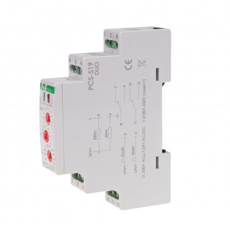 Przekaźnik czasowy wielofunkcyjny 2P 8A 0,1sek-576h 230V AC, 24V AC/DC F&F PCS-519DUO