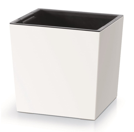 Doniczka z wkładem biała URBI SQUARE LOW DURS240L-S449