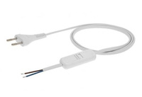 Przewód płaski z wtyczka i wyłącznikiem biały 2mb OMYp 2X0,75 Elgotech