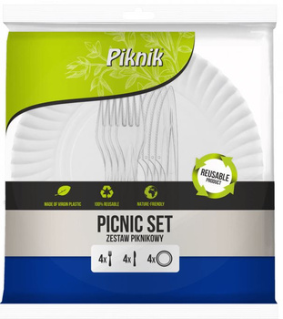 Zestaw piknikowy ECO talerz, nóż, widelec Kuchcik 4111