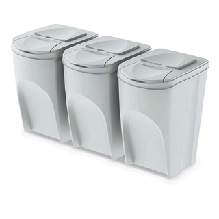 Zestaw koszy na śmieci jasny szary 3 x 35L SORTIBOX Keden IKWB35S3-427C