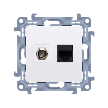 Gniazdo antenowe F + RJ45 biały SIMON 10 CASFRJ455.01/11 Kontakt-Simon