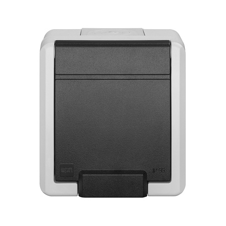 Gniazdo pojedyncze natynkowe hermetyczne szare IP55 Aquant 2K 5041-10