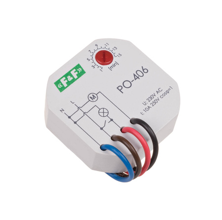 Przekaźnik czasowy opóźnione odpadanie 1Z 10A 1-15min 230V AC F&F PO-406