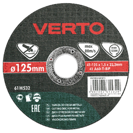 Tarcza tnąca do metalu 125 x 1.5 x 22.2 mm Verto 61H532