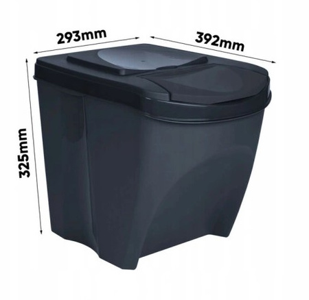 Zestaw koszy do segregacji śmieci czarne 4 szt x 25 L Sortibox Keden IKWB25S4-S411