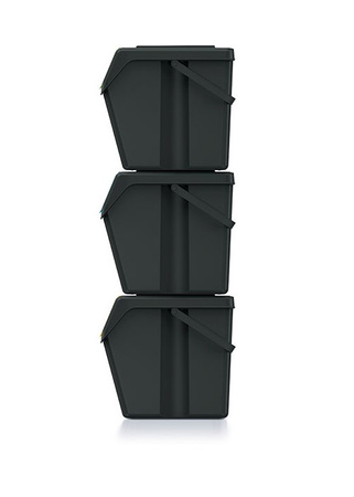 Zestaw 3 szt kosz na śmieci czarny z recyklingu 25 L SORTI BOX ISWB25S3-S411