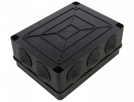 Puszka natynkowa hermetyczna czarna IP65 190 x 140 x 70mm Pawbol S-BOX 406C