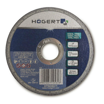 Tarcza korundowa do cięcia metalu i inoxu 115 x 1,0 x 22.23mm Hogert HT6D601