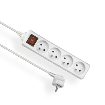Przedłużacz z uziemieniem i wyłącznikiem biały 4-gniazda 5m OMY 3x1 Elgotech EPS-405W