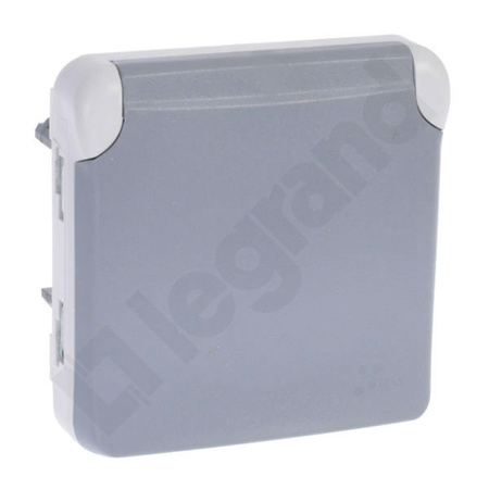 Gniazdo pojedyńcze z uzienieniem szary IP55 PLEXO 55 LEGRAND 069552