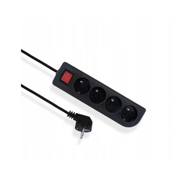 Przedłużacz z wyłącznikiem 4-gniazda z/u czarny 1,5m OMY 3x1mm Elgotech EPS-401,5W-2