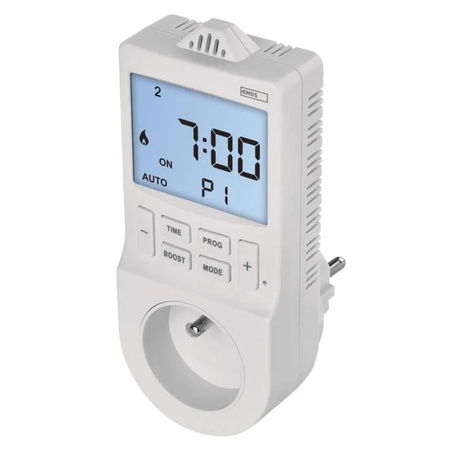 Termostat gniazdkowy z funkcją timera cyfrowego 2w1 biały P5660FR Emos