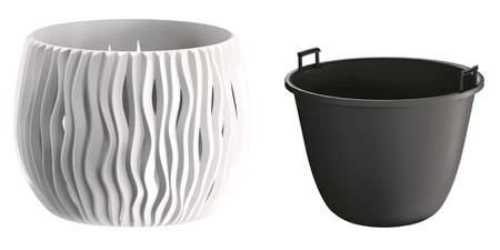 Doniczka ozdobna z wkładem biała Bowl Sandy DSK180-S449