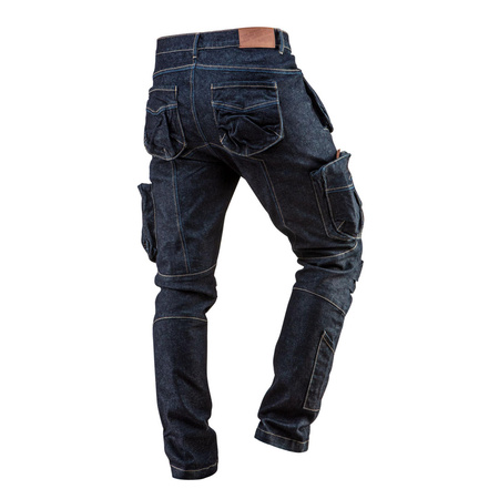 Spodnie Robocze Męskie r. S - Seria DENIM Stretch MOCNE granatowe NEO 81-229-S