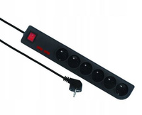 Przedłuzacz przeciwprzepięciowy 6-gniazd 5m czarny Elgotech PSF2-605-2