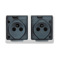 Gniazdo podwójne natynkowe hermetyczne biały HERMES 0322-01 ELEKTRO-PLAST