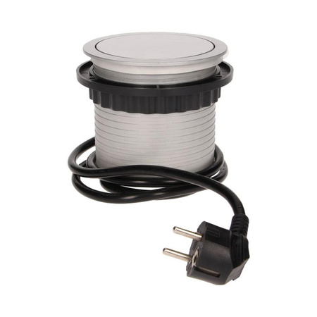 Gniazdo meblowe średnica 10cm wysuwane z blatu z przewodem 1,5m 4x2P+Z OR-AE-1341 