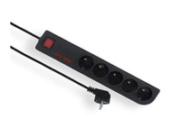 Przedłużacz przeciwprzepięciowy 5-gniazda z/u 1,5m czarny Elgotech PSF2-501-2