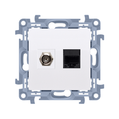 Gniazdo antenowe F + RJ45 biały SIMON 10 CASFRJ455.01/11 Kontakt-Simon