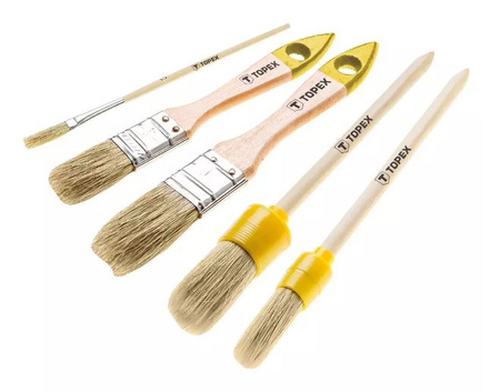 Zestaw pędzli okrągłych i płaskich 5 szt. Topex 20B816