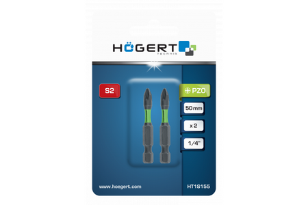 Końcówka wkrętakowa udarowa PZ0 50mm 2szt. Hogert HT1S155