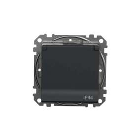 Gniazdo pojedyncze Schuko IP44 czarny antracyt Sedna Design&Elements SDD214023 Schneider